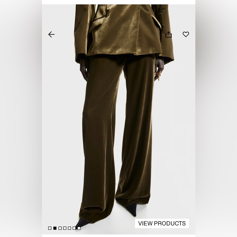 H&M Elegant Olive Green Women's Pants velvet